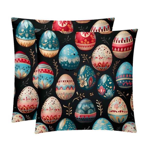 Easter Elegant Velvet Throw Pillow Covers and Inserts - Set of 2, Available in 16x16, 18x18, 20x20 Inches for Home Decor, Unique Patterns for Sofa, Bed, and More