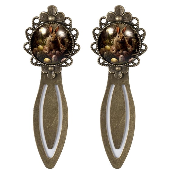Easter Elegant Vintage Copper-Colored Lace Bookmarks, Set of 2, Stainless Steel Book Accessories for Readers and Book Lovers