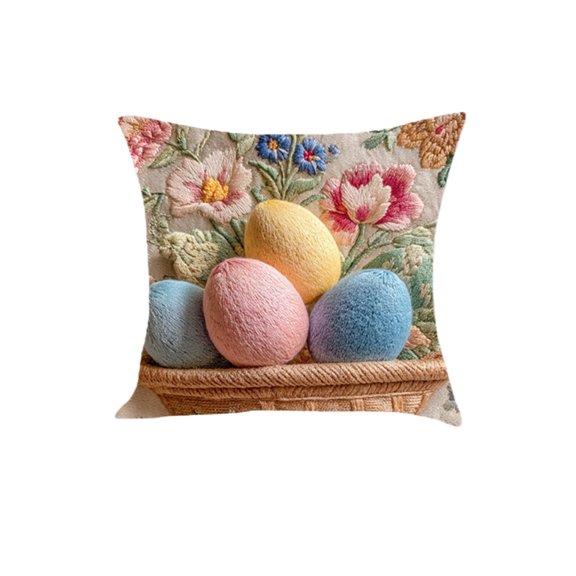 Easter Embroidery Decorative Cover With 3D Print Floral Pattern For Sofa Couch Bedroom