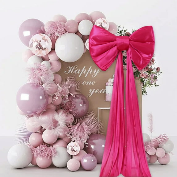 Easter Extra Large Decorative Bow with Long Tail - Big Bow for Party Wedding Shower Wall Christmas Tree, Aesthetic Holiday Ornament for Home Birthday Festival Celebration Decor, Hot Pink