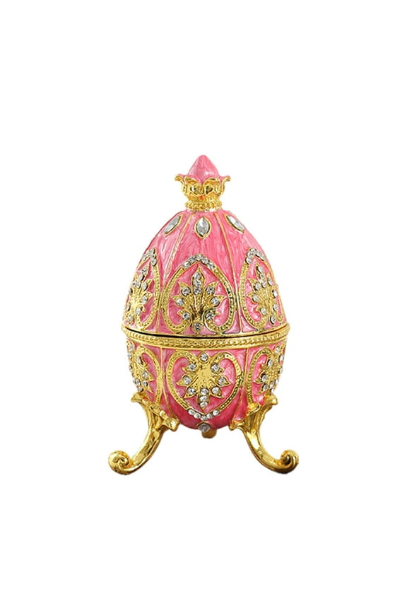 Easter Faberge Egg Style Trinket Box, Enameled Jewelry Box Unique Decorative Metal Box Classic Ornaments Gift for Home Decor