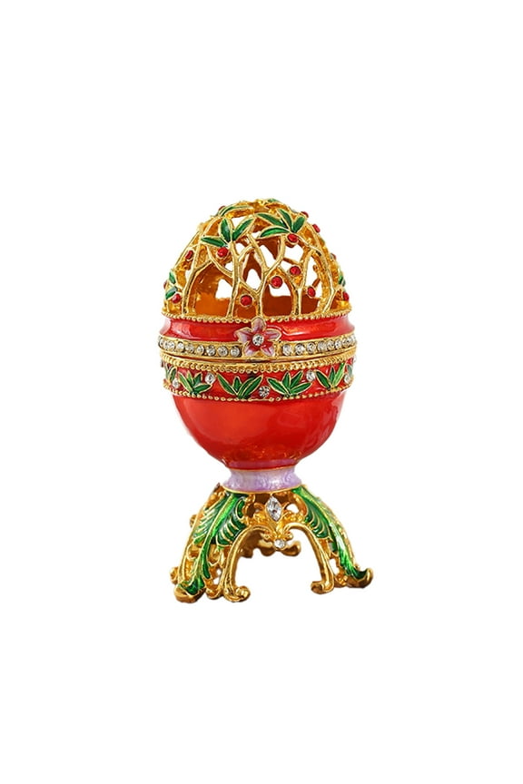 Easter Faberge Egg Style Trinket Box, Enameled Jewelry Box Unique Decorative Metal Box Classic Ornaments Gift for Home Decor