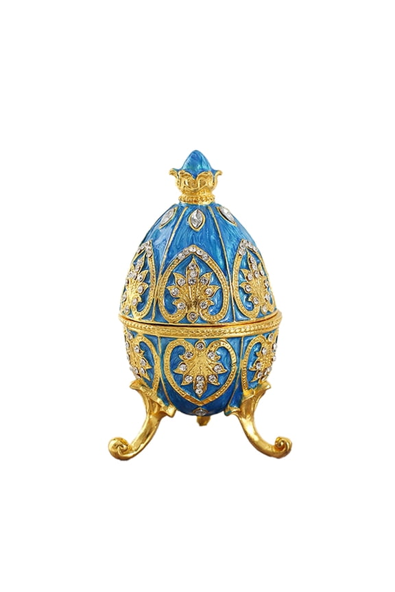Easter Faberge Egg Style Trinket Box, Enameled Jewelry Box Unique Decorative Metal Box Classic Ornaments Gift for Home Decor