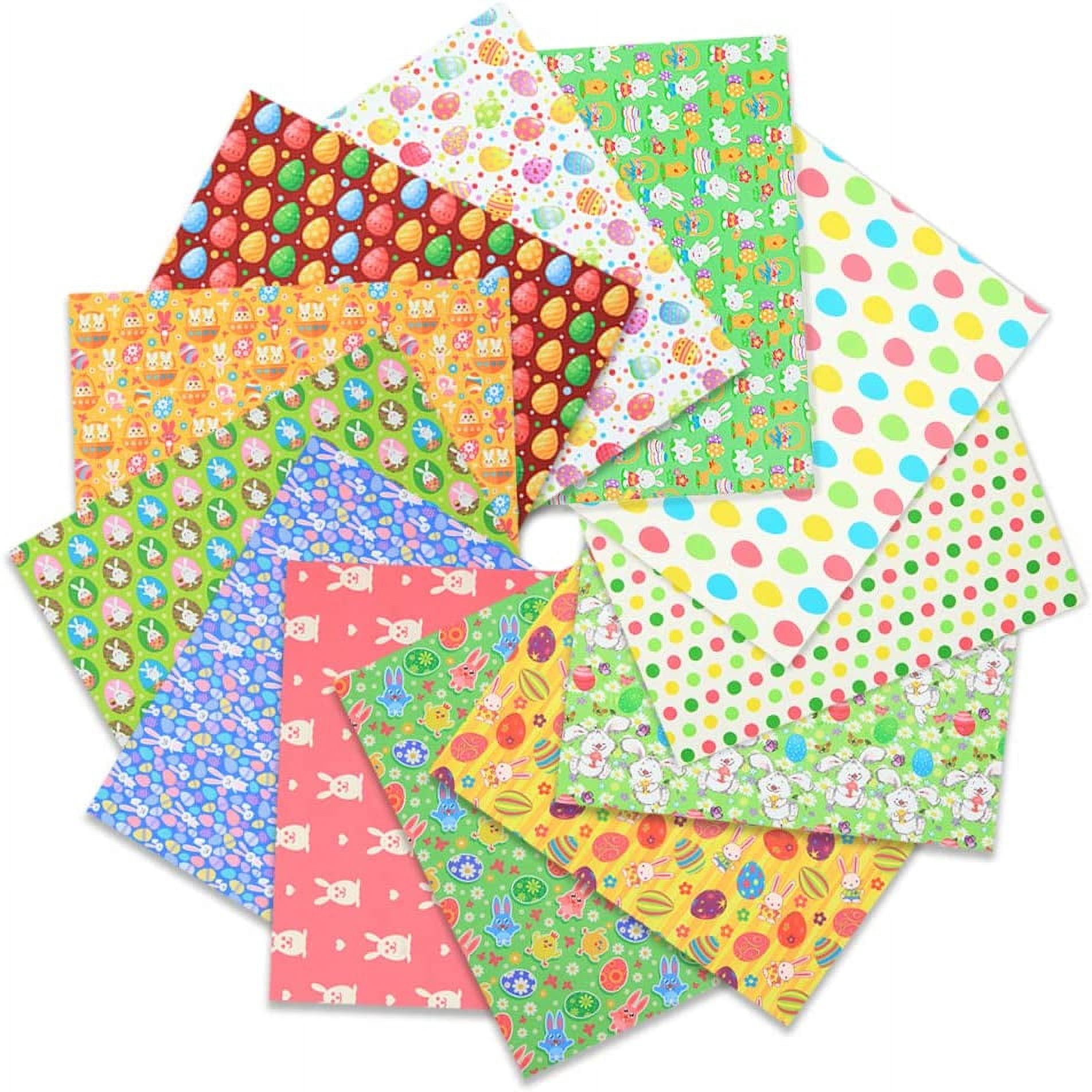 Easter Fabric,12 PCS 16 x 20 Inches Fat Quarters Fabric Bundles,Easter Craft Cotton Bunny Chicken Printed Quilting Patchwork Fabric Squares Material for Easter Sewing Home Party Decor Supplies