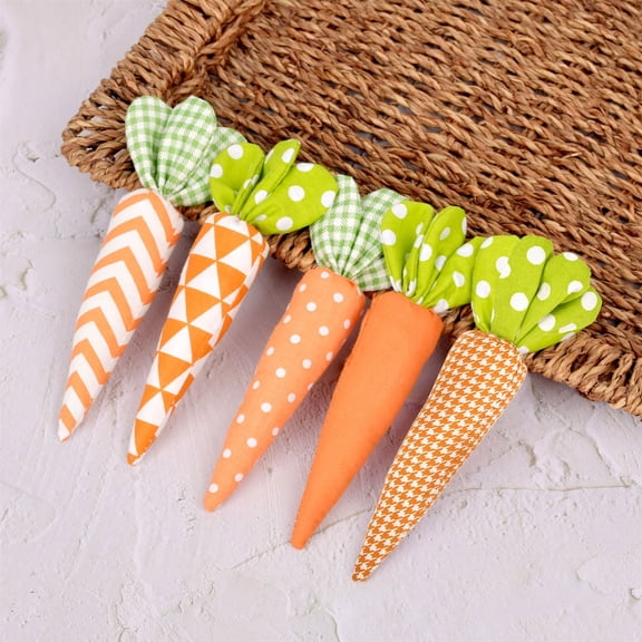 Easter Fabric Carrot Decoration 6.3 Inch,Cute Plush Stuffed Carrot for Easter Baskets Tiered Tray Decor,Rustic Farmhouse Spring Home Decor,Hanging Ornament for Vase Filler Centerpieces