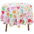 thumbnail image 1 of Easter Fabric Round Table Cloth, Polyester Easter Colorful Eggs Tablecloth, Table Cover Protector for Holiday, Party, Wedding, Birthday, Banquet Decoration Use, 60 Inch, Egg, 1 of 6