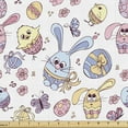 thumbnail image 1 of Ambesonne Easter Fabric by the Yard Upholstery, Bunny and Chicken, 2 Yards, Multicolor, 1 of 4