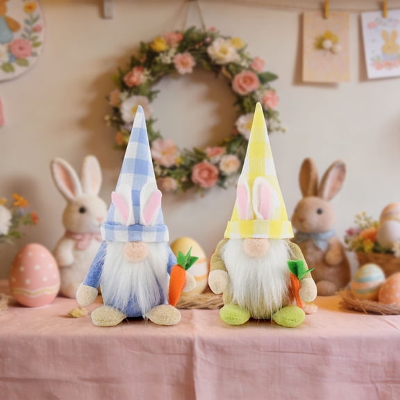 Easter Faceless Little Goblin Rabbit Dolls, Cute Fabric Ornaments for Easter Decorations, Mini Plush Goblin Figurines that Add Festive Charm to Home, Tabletops and Party Displays, 6*3*2in, Blue