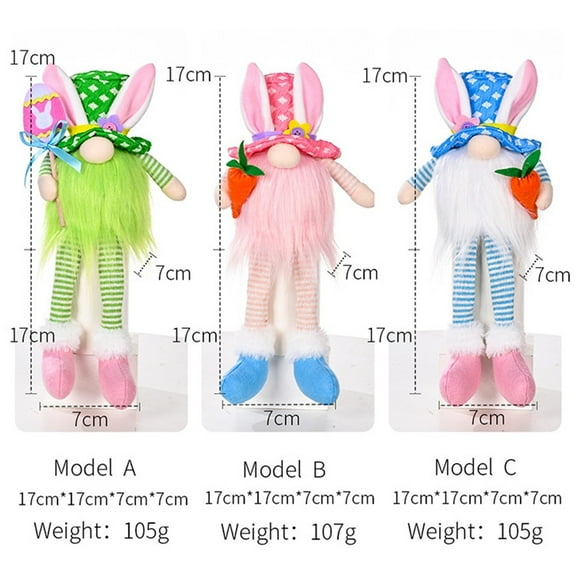 Easter Faceless Plush Gnomes, Long Legs Spring Gnomes Stuffed with a Carrot/Egg, Handmade Tabletop Bunny Decorations for Easter Holiday Tiered Tray Home Birthday Indoor Decor Ornaments Gifts