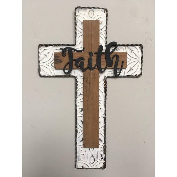 Easter Faith Metal and Wood Cross