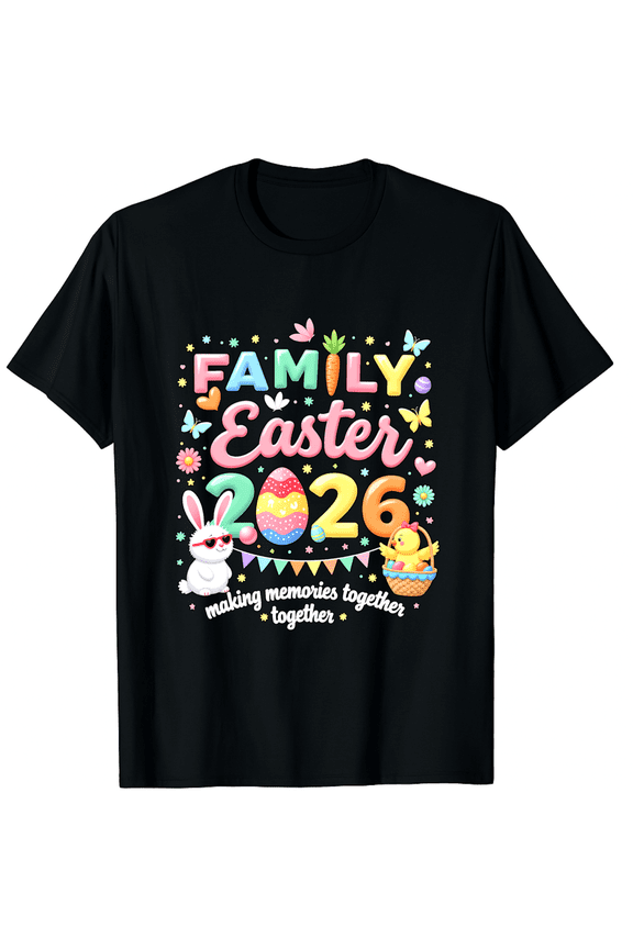 Easter Family 2026 Making Memories Together Graphic Print Short Sleeve T-Shirt for Women Men Holiday Celebration Party Gift