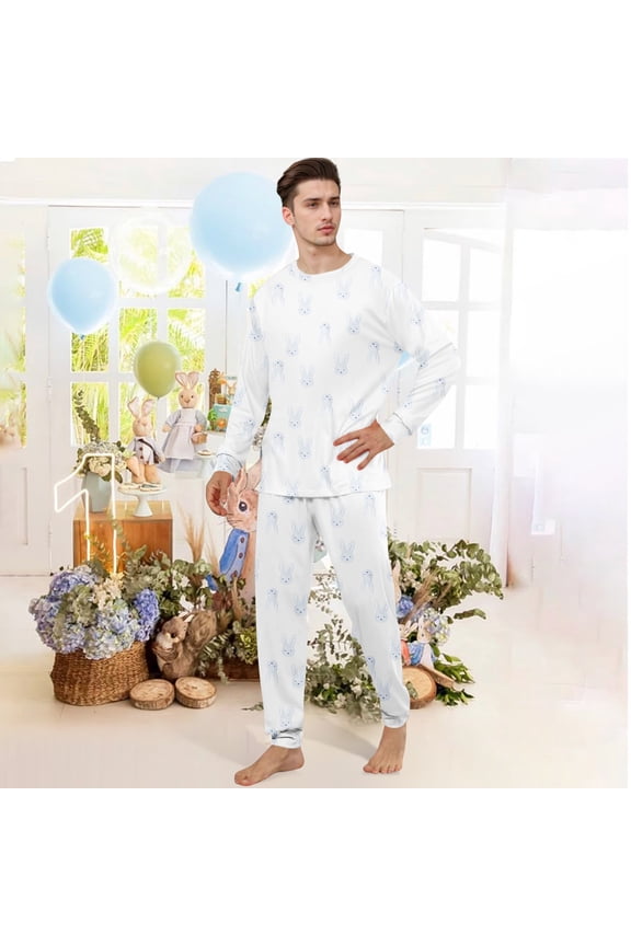 Easter Family Matching Pajamas Cute Bunny & Floral Print 2 Piece PJs for Holiday Photos Men XL