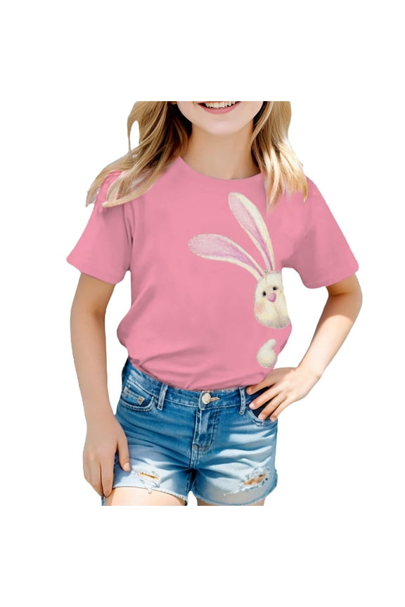 Easter Family Outfits Fashion Soft White Eggs-Track Easter Cute Tshirt 2026 Children Short Sleeve Tops Funny Rabbit Easter T Shirts