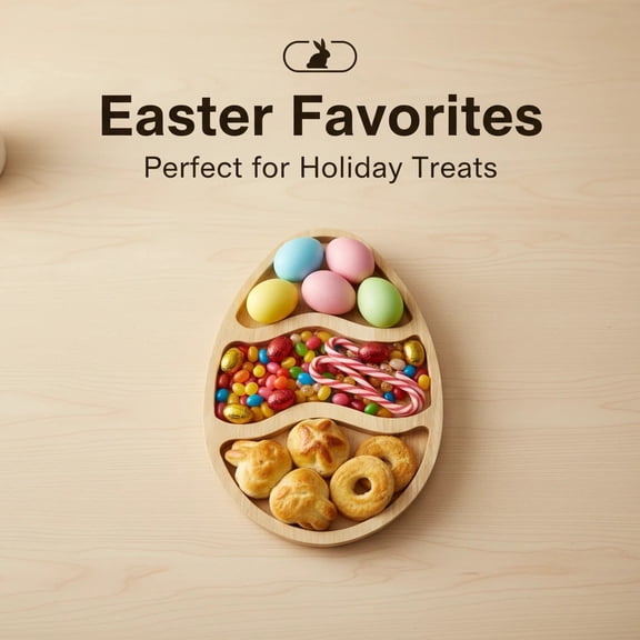 Easter Farmhouse Bunny Wooden Serving Platter Large Rustic Spring Snack Fruit Meat Cheese Board Charcuterie Platters for Easter Spring(Egg)