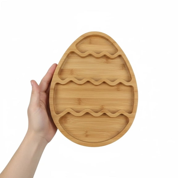 Easter Farmhouse Bunny Wooden Serving Platter Large Rustic Spring Snack Fruit Meat Cheese Board Charcuterie Platters for Easter Spring(Egg)
