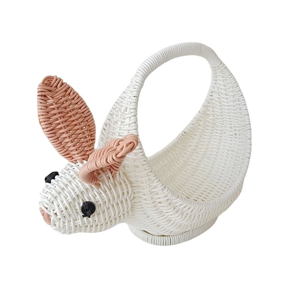 Easter Fashionable Bunnies Shaped Wicker Storage Basket Versatile Use Weave For Fruit Candy, And Gifts Storage Home Decor