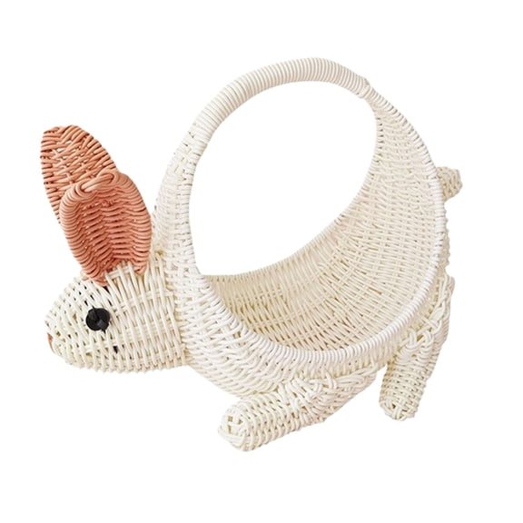 Easter Fashionable Bunnies Shaped Wicker Storage Basket Versatile Use Weave For Fruit Candy, And Gifts Storage Home Decor