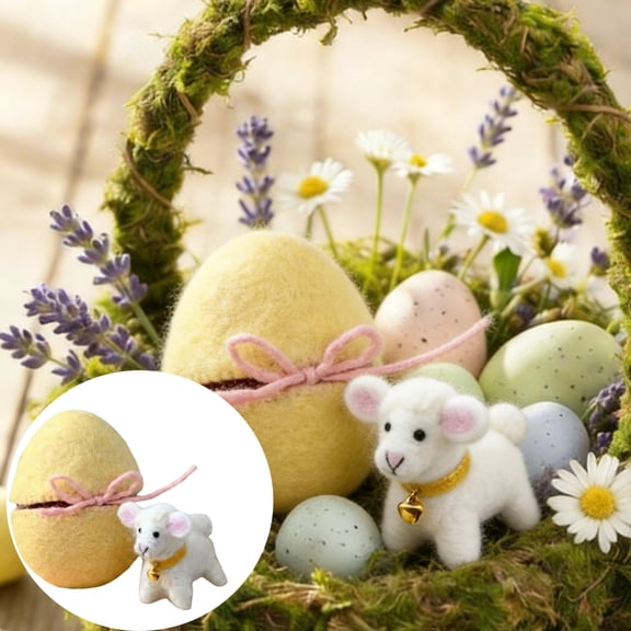 Easter Felt Egg with Hidden Surprise Inside - Handmade Wool Felt Egg Opens to Reveal Miniature Animal, Pastel Spring Decor for Holiday Table & Basket,A
