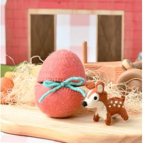 Easter Felt Egg with Hidden Surprise Inside - Handmade Wool Felt Egg Opens to Reveal Miniature Animal, Pastel Spring Decor for Holiday Table & Basket