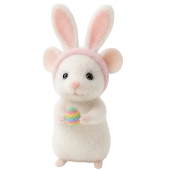 Easter Felt Mice Ornaments, 8 cm Height, Soft Wool, for Home Decor