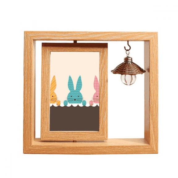 Easter  Festival Cute Bunny Culture Wooden Rotating Picture Photo Frame 4x6