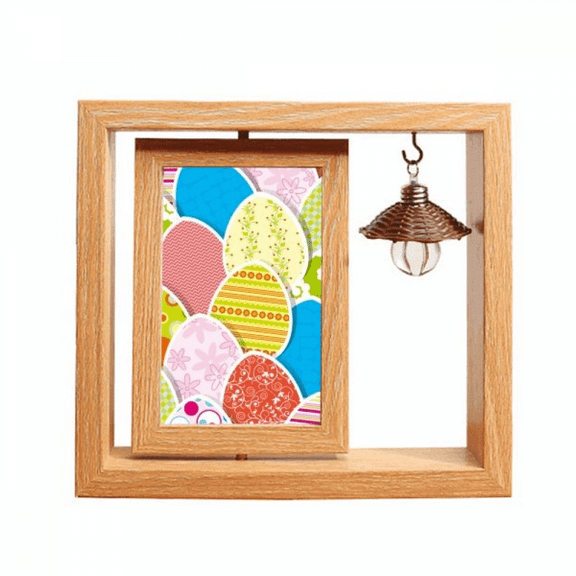 Easter Festival Cute Colored Egg Culture Wooden Rotating Picture Photo Frame 4x6