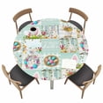 thumbnail image 1 of Easter Fitted Tablecloth with Elastic Edged, Round Table Cloth for Dining Table, Spring Watercolor Eggs Farmhouse Gnomes Wooden Grain Waterproof Oil Proof Table Cover for Indoor Outdoor 36"-44", 1 of 8