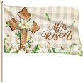thumbnail image 1 of Easter Flag He Is Risen Flag with Rope Easter Decorations Double Sided Religious Cross Flag with Grommets Easter House Flag Banner Backdrop for Spring Outdoor Indoor House Garden, 1 of 5