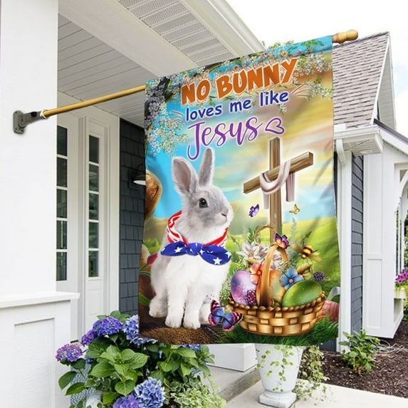 Easter Flag No Bunny Loves Me Like Jesus DDH3218F - Garden Flag (11.5" x 17.5")