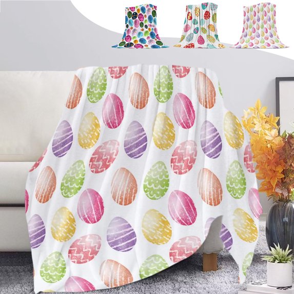 Easter Flannel Blanket Striped Printed Decorative Blanket