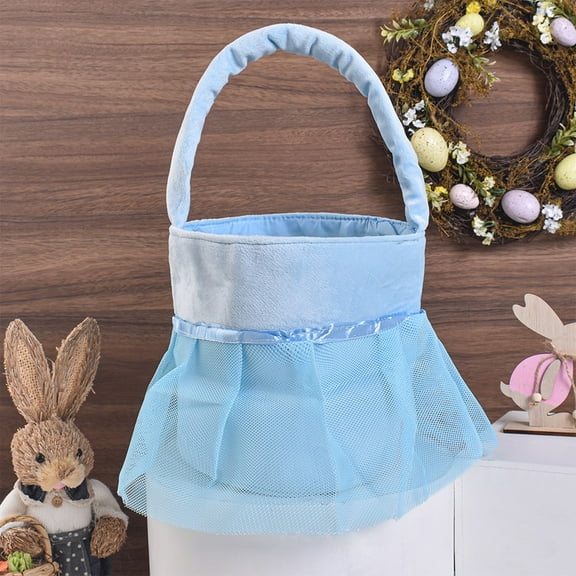 Easter Fleece Gift Basket Candy Bag, Soft and Cuddly Easter Basket for Treats, Spacious Capacity for Easter Eggs and Toys, Ideal for Easter Hunts and Holiday Celebrations