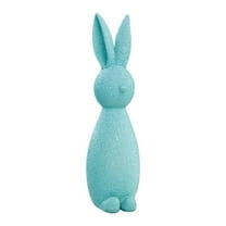 Easter Flocked Bunnies, Flocking Rabbit Figurines with Bow Ties, Adorable Spring Tabletop Ornaments for Home, Garden Decor, Bunnies Decoration for Easter Celebration
