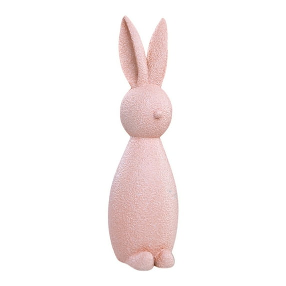Easter Flocked Bunnies, Flocking Rabbit Figurines with Bow Ties, Adorable Spring Tabletop Ornaments for Home, Garden Decor, Bunnies Decoration for Easter Celebration