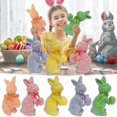 thumbnail image 1 of Easter Flocked Bunnies, Flocking Rabbit Figurines with Bow Ties, Adorable Spring Tabletop Ornaments for Home Garden Decor, Bunnies Decoration for Easter Celebration Table Decor C, 1 of 9