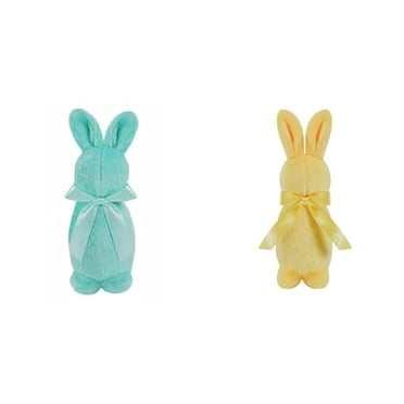 Easter Flocked Bunny Decor, 7Inch, 2PCS,Happy Decorations to Celebrate Easter