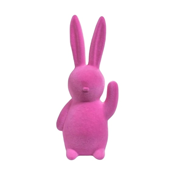Easter Flocked Bunny Decoration 16.14in, Large Standing Rabbit Holiday Decor for Spring Home Garden Display