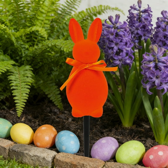 Easter Flocked Bunny Decorations Easter Garden Stakes Rabbits Spring Garden And Yards Decorations