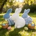 thumbnail image 1 of Easter Flocked Bunny Figurine with Bow, Realistic Fuzzy Rabbit Statue, Adorable Easter Bunny Decor Home Tabletop Decor, Soft Easter Decor for Cozy Farmhouse Mantel and Shelf Display, 7*8.6in, White, 1 of 7
