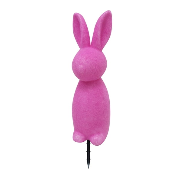 Easter Flocked Bunny Figurine with Bow Tie, 14 Inch Flocking Rabbit Tabletop Ornament, Spring Home Decor, Easter Centerpiece, Garden & Party Decoration