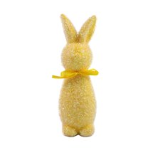 Easter Flocked Bunny Figurines with Bow Ties, 9 Inch Adorable Rabbit Tabletop Decor for Spring & Easter, Cute Home & Garden Ornaments for Easter Celebration