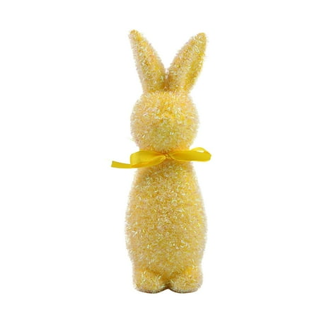 Easter Flocked Bunny Figurines with Bow Ties, 9 Inch Adorable Rabbit Tabletop Decor for Spring & Easter, Cute Home & Garden Ornaments for Easter Celebration