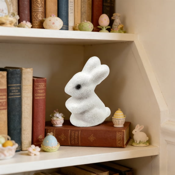 Easter Flocked Bunny Foam Colorful Rabbits Flocking Rabbits Easter Party Ornament Wreath Flower Branch Accessory Decoration