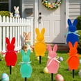 thumbnail image 1 of Easter Flocked Bunny Garden Stakes - Weather-Resistant Outdoor Decor for Yards, Gardens & Party Landscapes, Cute Bunny-Themed Accent, Perfect Easter & Spring Festive Decoration, Orange, 1 of 6
