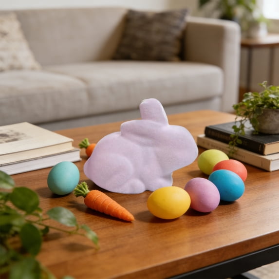 Easter Flocked Bunny Indoor Outdoor Decorations Centerpiece Decorative Ornaments Easter Party Decorations Wreaths Floral Branches Table Decorations DIY Accessories.