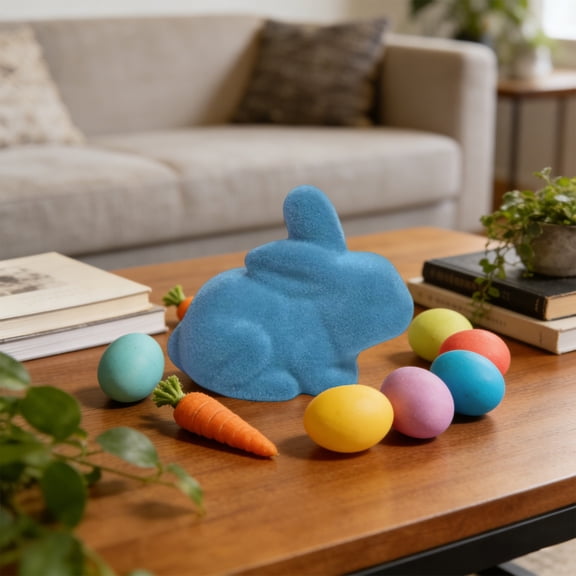 Easter Flocked Bunny Indoor Outdoor Decorations Centerpiece Decorative Ornaments Easter Party Decorations Wreaths Floral Branches Table Decorations DIY Accessories.