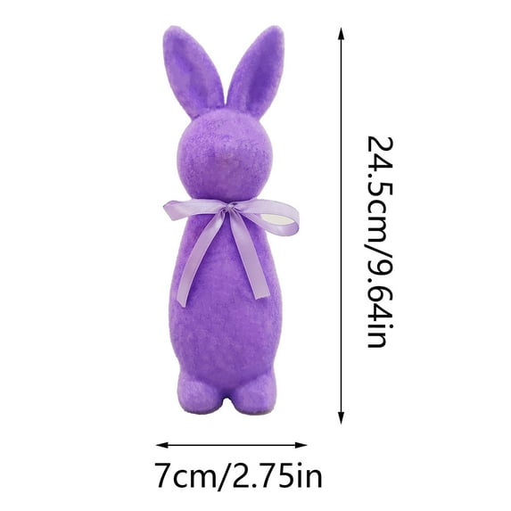 Easter Flocked Bunny Statue with Bow Outdoor Garden Decor Spring Holiday Decoration Cute Rabbit Figurine for Yard Patio Porch Easter Home Ornament