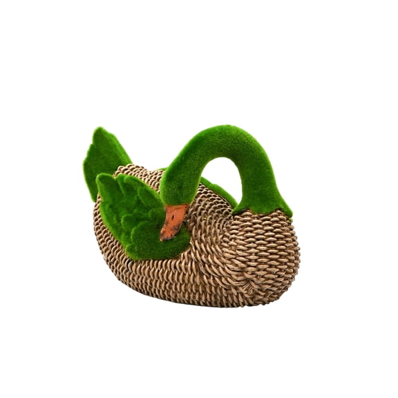 Easter Flocked Duck Decoration With Faux Rattan Woven Texture, Weather-Resistant & Lifelike Head-Down Posture, For Patio Garden Balcony Indoor Outdoor Easter Decor