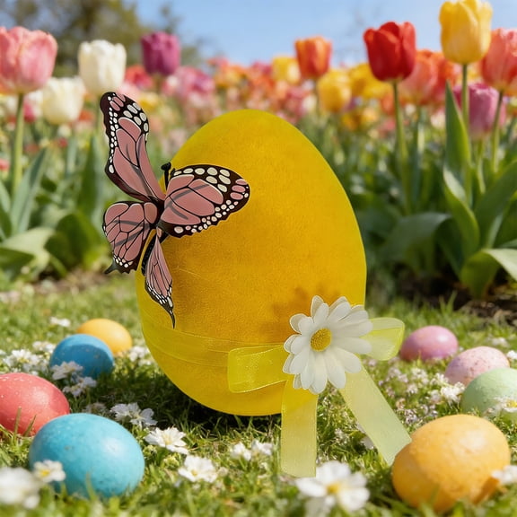 Easter Flocked Eggs, Easter Decorations, Flocked Foam Eggs For Home Shop Window And Party Decorations, Soft Velvet Texture Festive Spring Decor