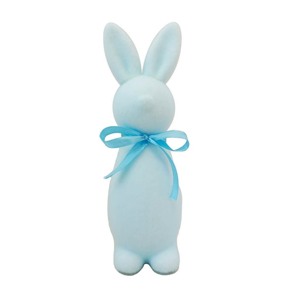 Easter Flocked Standing Bunny Figurine with Bow – Colorful Foam Rabbit Ornament for Tabletop Spring Displays & Holiday Home Decoration