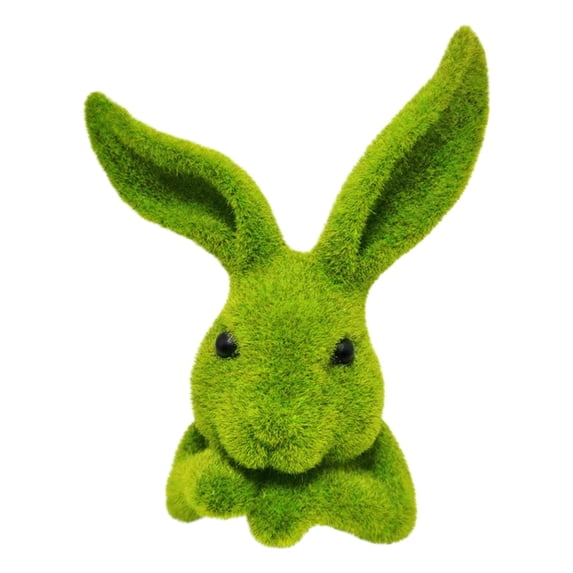 Easter Flocking Head Figurines, Resin Bunny Statue for Living Room Tabletop Shelf Decor, Cute Pastel Spring Home Decors and Holiday Centerpiece